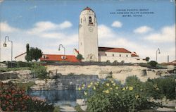 Union Pacific Depot and Howard Platt Gardens Postcard