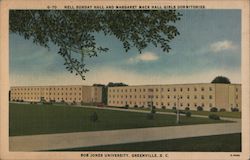 Nell Sunday Hall and Margaret Mack Hall girls dormitories - Bob Jones University Postcard