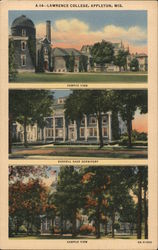 Lawrence College - Campus view, Russell Sage Dormitory Appleton, WI Postcard Postcard Postcard