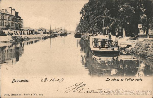 Bruxelles, Le canal et l'allee verte Brussels Belgium