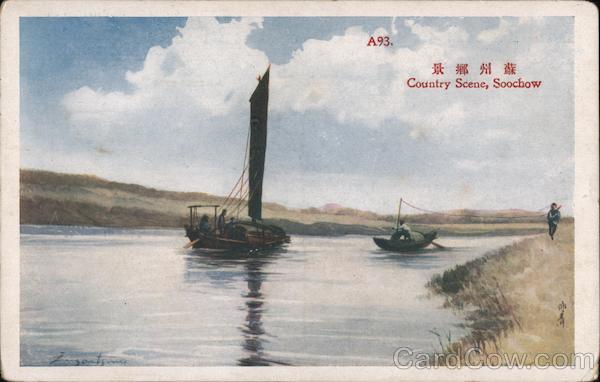 Country scene with fishing boats Soochow/Suzhou China