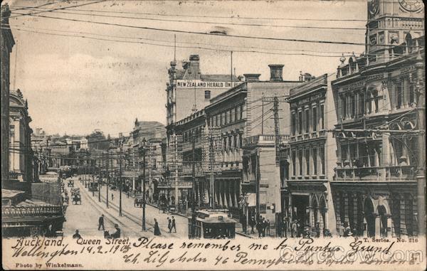 Looking Along Queen Street Auckland New Zealand