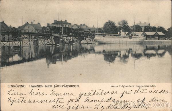 The port and the railroad bridge Linköping Sweden