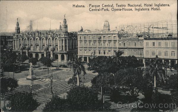Central Park, Opera House and Inglaterra Hotel Havana Cuba