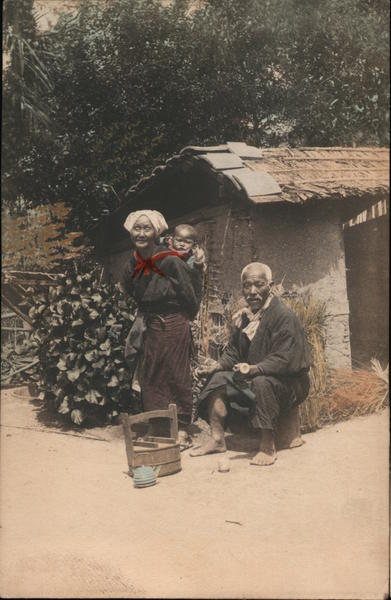 An old couple with a child Japan