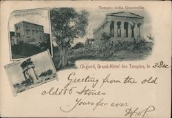 Tempio della Concordia. Girgenti, Grand-Hotel des Temples Agrigento, Italy Postcard Postcard Postcard