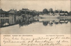 The port and the railroad bridge Linköping, Sweden Postcard Postcard Postcard
