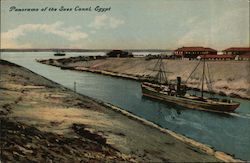 Panorama of the Suez Canal Postcard