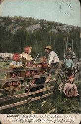Leksand - a group of farmers' children convening Postcard