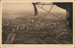 A bird's-eye view of Hanau from Zeppelin Postcard