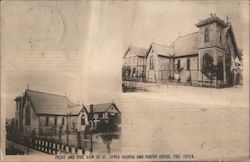 FRONT AND SIDE VIEW OF ST. JAMES CHURCH AND PARISH HOUSE. TSU, JAPAN. Postcard