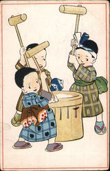 japanese children playing drums Postcard