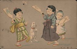 Children Playing Badminton Postcard