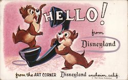 Rare Hello from Disneyland Art Corner Chip and Dale Postcard