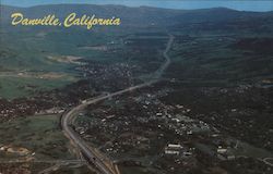 Aerial View of Danville, Contra Costa County Postcard