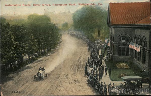 Automobile Races, River Drive, Fairmount Park Philadelphia Pennsylvania