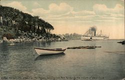 Steamer Monhegan passing into New Harbor by the mouth of Back Cove Postcard
