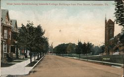 West James Street Looking Towards College Buildings from Pine Street Postcard