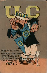 U.C. Osky Wow Wow! Yelling fan with flag banner Postcard