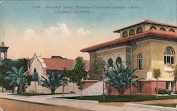 Grammar School, Episcopal Church and Carnegie Library Postcard