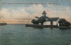 Lighthouse and Entrance to New Basin Canal at West End Postcard