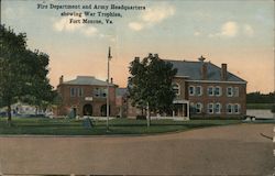 Fire Department and Army Headquarters Showing War Trophies Postcard