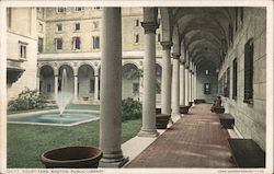 Court Yard, Boston, Public Library Postcard