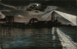 Moonlight Boston Light Boston Harbor Postcard