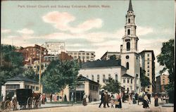 Park Street Church and Subway Entrance Postcard