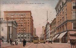 Fourth St. NOrth from Market St. Showing Court House and Planter's hotel Postcard