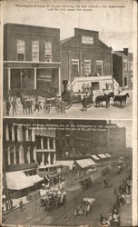 Washington Avenue, Showing the Last Volunteer Fire Department and the First Steam Fire Engine Postcard