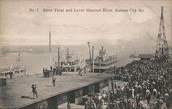 River Front and Levee Missouri River Postcard