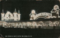 Main Entrance at Night to Electric Park Kansas City, MO Postcard Postcard Postcard