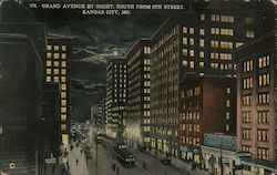 Grand Avenue By Night, South From 8th Street Postcard