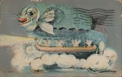 Fish Balloon, P.O.P. - Priests of Pallas Parade Postcard