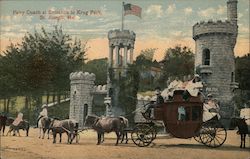 Pony Coach at Entrance to Krug Park Postcard
