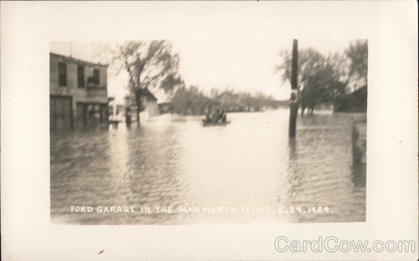 Ford Garage in the Marmarth Flood, 1929 North Dakota
