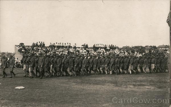 Platoon on parade, bandstand Army