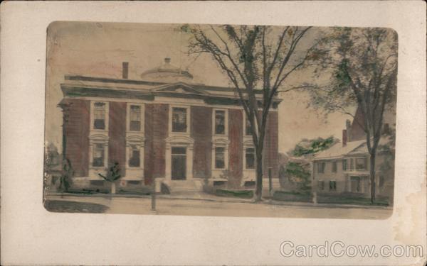 School or Town Hall, Hand-tinted photo Buildings