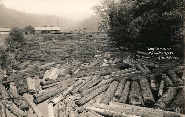 Log Drive on Coquille River 7/2 Logging