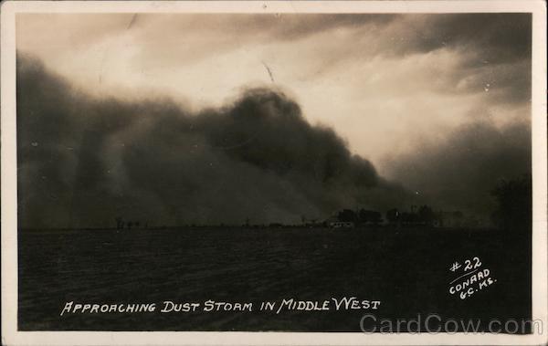 Approaching Dust Storm in Middle West Garden City Kansas