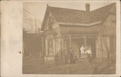 Family and Gingerbread Trim Home 1910 Postcard