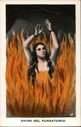 Ánimas del Purgatorio - Lonely Soul Religious Postcard Postcard Postcard