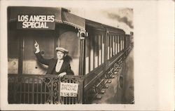 Photo man in caboose, photo studio. Los Angeles Special, Buffalo Special 35492. Postcard