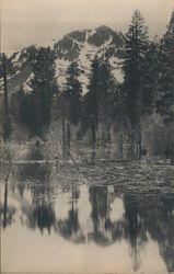 Scenic view of lake, forest and mountain Postcard