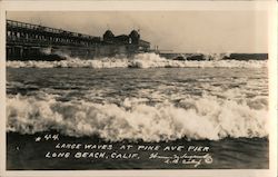 Large waves at Pine Ave Pier Postcard