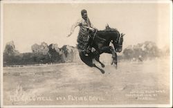 Lee Caldwell on a Flying Devil - Miles City Roundup Montana Postcard Postcard Postcard