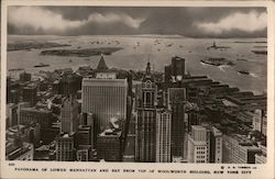 Panorama of Lower Manhattan and Bay from the Top of Woolworth Building New York City, NY Postcard Postcard Postcard