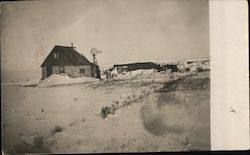 Frontier Winter photo of farm, windmill, horse Postcard