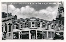 First National Bank, Wallace Block and Town Hall Wallingford, CT Postcard Postcard Postcard